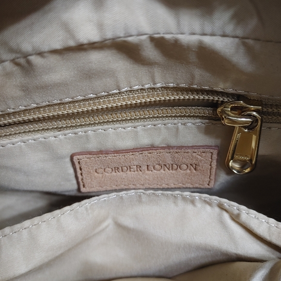 NWT Corder London Suede Leather Handbag Removable Crossbody Strap Gold Hardware - Picture 8 of 9